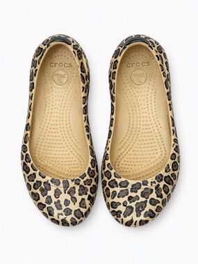 Crocs Kadee Leopard Print Ballet Flats Women’s W5 Cheetah Slip On Shoes